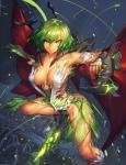 antennae_(anatomy) big_breasts breasts clothed clothing female green_eyes green_hair hair short_hair smile solo topwear torn_clothing torn_topwear wings melon22 touhou wriggle_nightbug animal_humanoid arthropod arthropod_humanoid humanoid insect insect_humanoid