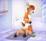 anthro antlers bathroom bathtub biped black_nose clothed clothing diaper diaper_only feces furgonomics green_eyes horn kneeling looking_back male rug scatplay soap soiled_diaper soiling solo topless towel unclean_diaper used_diaper wearing_diaper white_diaper applepup deer mammal 2018 hi_res