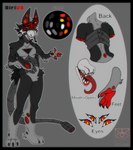 anthro black_body black_fur female fur grey_body grey_fur hair pawpads red_hair red_pawpads solo atlas_(artist) sirius_the_ampwave ampwave hi_res model_sheet