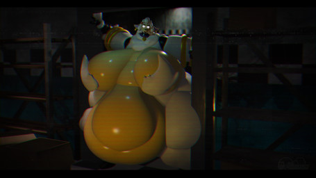 anthro belly belly_overhang big_belly big_breasts breasts collar dark_room doorway female in_doorway inside jewelry looking_at_viewer machine multicolored_body naturally_censored nipple_tuft nude obese obese_female overweight overweight_female solo standing thick_thighs tuft psisushi sushirolldragon the_walten_files sha_(twf) animatronic bovid caprine mammal robot sheep 3d_(artwork) digital_media_(artwork) hi_res