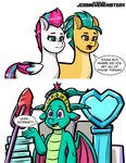 text conditional_dnp jcosneverexisted hasbro mlp_g5 my_little_pony hitch_trailblazer_(mlp) sparky_sparkeroni_(mlp) zipp_storm_(mlp) english_text hi_res