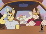 anthro car clothed clothing driving drugs floppy_ears group lop_ears male marijuana smoking smoking_marijuana text trio vehicle jamesbunny007 fvorte_(character) james_bunny mark_(markybuns) lagomorph leporid mammal rabbit 2024 dated english_text hi_res signature