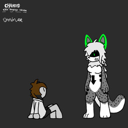 anthro breasts brown_hair clothing coat female fur fusion glowing glowing_ears glowing_eyes grey_body grey_fur hair highlights_(coloring) larger_female latex liquid_latex long_hair long_tail male melted_skin mouthless on_ground size_difference standing symbol tail topwear white_body white_clothing white_coat white_fur white_hair white_skin white_topwear omni-vee changed:_the_greater_edition changed_(video_game) creepypasta machine_girl leopard_(changed) lin_(changed) prototype_(changed) felid goo_creature human mammal pantherine snow_leopard concept_art signature