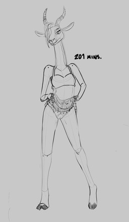 anthro bite biting_lip bottomwear camel_toe clothed clothing female flashing_panties frilly frilly_clothing horn panties presenting skirt solo topwear underwear thedeerzone disney zootopia gazelle_(zootopia) antelope bovid gazelle mammal hi_res monochrome sketch