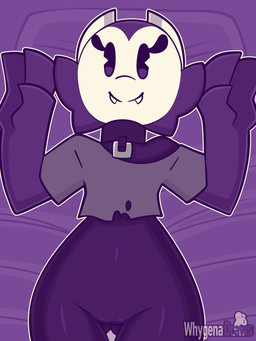 anthro anus bed bed_sheet bedding bedroom_eyes biped black_body blush butt camel_toe clothing cute_fangs fangs female female_anthro foreshortening furniture genitals high-angle_view horn legs_up looking_at_viewer lying narrowed_eyes on_back on_bed on_pillow pillow purple_eyes seductive simple_background skinsuit smile solo spread_legs spreading tail teeth tight_clothing vulva white_body whygena evelyn_(whygena) kobold scalie 2026 2d_animation 3:4 animated digital_media_(artwork) frame_by_frame