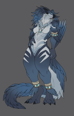 3_toes anthro athletic athletic_anthro athletic_female beak blue_body blue_feathers blue_hair bottomless bottomless_anthro bottomless_female claws clothed clothing feathers feet female female_anthro fluffy fluffy_tail hair looking_at_viewer markings mature_anthro mature_female nude nude_anthro nude_female pose tail tattoo toe_claws toes topless topless_anthro topless_female tribal tribal_clothing tribal_markings tribal_tattoo astrotail capcom monster_hunter jeeshka_(overgrown_lizards) bird_wyvern seikret absurd_res colored detailed digital_drawing_(artwork) digital_media_(artwork) full-length_portrait hi_res model_sheet portrait shaded