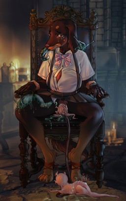 anthro bad_end belly belly_expansion birth black_body black_fur bloodshot_eyes blouse bodily_fluids bottomwear bound bow_ribbon button_(fastener) button_pop chair clothing disgust expansion female feral floppy_ears fluffy fluffy_ears fluffy_tail forced forced_birth fur furless_belly furniture group ill infestation live_birth miniskirt nausea on_chair ornate_furniture panties parasite pregnant scared sitting sitting_on_chair skirt spontaneous_pregnancy stare suspenders tail tawny_fur tears third_umbilical_cord topwear umbilical_cord uncomfortable underwear vaginal_birth vomiting wardrobe_malfunction kalibri_chan bloodborne fromsoftware higurashi_when_they_cry sony_corporation sony_interactive_entertainment angel_shadow augur_of_ebrietas canid canine canis celestial_larvae dachshund domestic_dog gastropod hunting_dog long-haired_dachshund mammal mollusk slug absurd_res hi_res huge_filesize