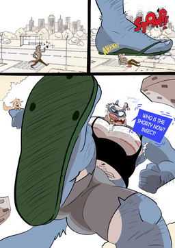 3_panel_comic angry anthro beard belly_hair big_muscles big_pecs black_clothing black_shirt black_singlet black_tank_top black_topwear blue_body blue_fur body_hair bottomwear building carrying_another chest_hair city clothing crotch_tuft ear_piercing facial_hair facial_piercing first_person_view footwear fur green_clothing green_footwear green_sandals grey_bottomwear grey_clothing grey_shorts group growth hair hairy_legs hairy_pecs holding_another huge_pecs leg_hair low-angle_view macro multicolored_body multicolored_fur multiple_ear_piercings muscular musical_note musical_symbol navel nose_piercing pecs piercing pink_nose rampage sandals sharp_teeth shirt shoes shorts spiral spiral_eyes stomping symbol tank_top teeth text topwear trio tuft whistling white_armpit_hair white_beard white_body white_facial_hair white_fur white_hair worried yelling yellow_body yellow_fur dudenahuel bruno_(dudenahuel) nahuel_(dudenahuel) canid canine komodo_dragon lizard mammal maned_wolf mephitid monitor_lizard reptile scalie skunk 2024 absurd_res comic english_text hi_res multiple_scenes