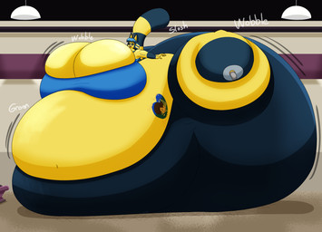 anthro belly big_belly big_breasts big_butt blue_bra blue_clothing blue_underwear bra breasts bubble_butt butt cleavage clothed clothing female huge_belly huge_breasts huge_butt huge_thighs hyper hyper_belly hyper_breasts hyper_butt hyper_pear hyper_thighs monobutt overweight overweight_female solo sportswear thick_thighs underwear wide_hips yellow_body user3345 animal_crossing nintendo ankha_(animal_crossing) ankha_thompson_(user3345) domestic_cat felid feline felis mammal 2025 hi_res