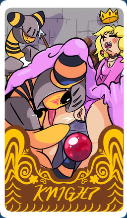 anthro armor being_watched blonde_hair blush card clothing crown fantasy fellatio female female/female genitals group hair headgear human_on_anthro interspecies knight light_body light_skin looking_at_another male moan oral penile playing_card pokephilia princess royalty sex tongue trio under_clothes underwear vulva warrior weapon yellow_body yellow_skin globaldonut34 nintendo pokemon ampharos generation_2_pokemon human mammal pokemon_(species) absurd_res hi_res