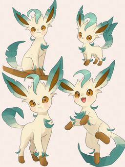:3 ambiguous_gender blush blush_lines brown_eyes fangs feral fur happy leg_markings looking_at_viewer markings open_mouth paws simple_background sitting socks_(marking) solo tail teeth tongue yellow_body yellow_fur 6mphr nintendo pokemon eeveelution generation_4_pokemon leafeon pokemon_(species) 2026 3:4 hi_res