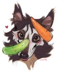 anthro brown_eyes carrot cucumber food fruit heart_symbol male plant solo vegetable lostgoose lostgoose_(character) mammal viverrid 4:5 hi_res portrait