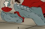 5_toes anthro claws crush extreme_size_difference feet foot_crush foot_fetish foot_focus foot_play group humanoid_feet male male/male micro plantigrade size_difference soles stomping toe_claws toes underfoot smellslikejavier beastars legoshi_(beastars) hi_res