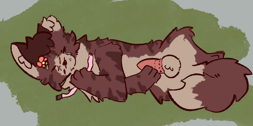 anatomically_correct anatomically_correct_genitalia anatomically_correct_penis animal_genitalia animal_penis balls brown_balls brown_body brown_fur collar feline_genitalia feline_penis feral fur genitals holding_collar holding_object male male_feral penile_spines penis pink_collar solo leafwing_(artist) warriors_(book_series) fan_character domestic_cat felid feline felis mammal full-length_portrait hi_res portrait