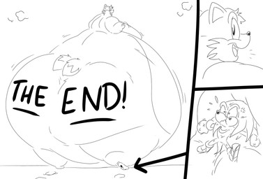 2_tails anthro belly big_belly big_butt body_writing boxing_gloves butt clothing dreadlocks duo footprint footwear gesture gloves handwear huge_belly huge_butt hyper hyper_belly hyper_butt looking_at_viewer looking_back looking_back_at_viewer male morbidly_obese morbidly_obese_anthro morbidly_obese_male multi_tail nude_anthro nude_male obese obese_anthro obese_male open_mouth open_smile overweight overweight_anthro overweight_male quills_(anatomy) shoes smile stepped_on stuck_to_foot tail waving waving_at_viewer wounded writing_on_butt floofyboyetime sega sonic_the_hedgehog_(series) knuckles_the_echidna miles_prower canid canine echidna fox mammal monotreme hi_res monochrome