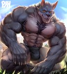 abs absurd_res anthro armpit_hair asmund_(tavern_of_spear) body_hair bulge canid canine canis chest_hair claws clothing fur hi_res male mammal muscular muscular_anthro muscular_male nipples pecs physen solo tavern_of_spear underwear vein veiny_muscles wolf