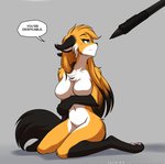 2020 adobe_photoshop_(artwork) annoyed anthro big_breasts black_body black_fur blue_eyes breaking_the_fourth_wall breast_rest breasts canid canine casual_nudity chest_tuft colored conditional_dnp crossgender dialogue digital_media_(artwork) digitigrade ears_back english_text featureless_breasts female fox fur gloves_(marking) grey_background keidran kneeling leg_markings looking_back mammal markings mike_(twokinds) mtf_crossgender multicolored_body multicolored_fur navel nude orange_body orange_fur pen pivoted_ears red_fox simple_background socks_(marking) solo speech_bubble tablet_pen talking_to_artist text tom_fischbach true_fox tuft twokinds url white_body white_fur