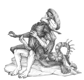 anal anal_penetration animal_genitalia anthro collar duo erection genital_slit genitals male male/male male_penetrated male_penetrating male_penetrating_male master master/pet nude open_mouth penetration penis prehensile_penis scales sex teeth neverneverland alien_(franchise) ismar snakehead404 alien humanoid lizard reptile scalie xenomorph 2016 absurd_res graphite_(artwork) hi_res monochrome traditional_media_(artwork)