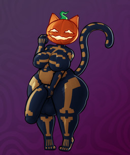 4_toes 5_fingers anthro balls big_balls big_breasts big_butt big_penis black_body breasts butt feet fingers for_a_head genitals gynomorph holding_penis huge_balls huge_hips huge_penis huge_thighs intersex nipples penis pumpkin_head purple_background simple_background solo standing tail thick_thighs toes wide_hips meowny epic_games fortnite spice_(fortnite) domestic_cat felid feline felis mammal object_head 2025 digital_drawing_(artwork) digital_media_(artwork) english_description