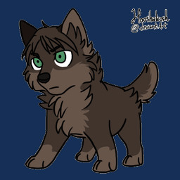 ambiguous_gender black_nose brown_body brown_fur chibi feral feralized fluffy fur green_eyes solo ouivon attack_on_titan eren_jaeger canid canine canis mammal wolf 1:1 2013 animated low_res