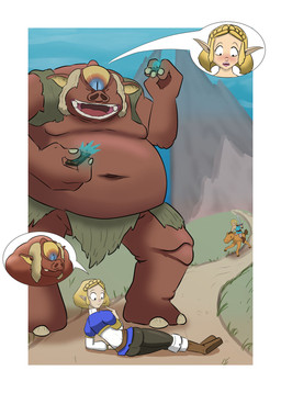 accident ambiguous_gender anthro body_swap female feral group hydroem male sheikah_slate tablet_computer technology nintendo the_legend_of_zelda link princess_zelda cyclops equid equine hinox horse humanoid hylian mammal hi_res