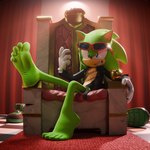 5_toes anthro barefoot blue_eyes chair clothed clothing eyewear eyewear_on_head feet furniture gloves green_body handwear male smile soles solo sunglasses sunglasses_on_head throne toes feetymcfoot archie_comics sega sonic_the_hedgehog_(archie) sonic_the_hedgehog_(comics) sonic_the_hedgehog_(series) scourge_the_hedgehog eulipotyphlan hedgehog mammal 3d_(artwork) absurd_res digital_media_(artwork) hi_res