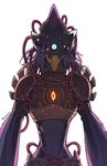 anthro armor beak blood blue_body blue_feathers bodily_fluids corruption feathers glowing glowing_eyes male possession solo lan_rizardon breath_of_the_wild nintendo the_legend_of_zelda revali windblight_ganon avian rito hi_res