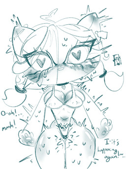 anthro bimbo_anthro bimbofication bimbofied blush bodily_fluids choker clothing curvy_figure ear_piercing ear_ring embarrassed female genital_fluids glistening glistening_body hair hard_nipples heart_eyes heart_symbol hourglass_figure in_heat jewelry necklace piercing ponytail ring_piercing shaking solo sweat swimwear thong toony underwear vaginal_fluids wet wide_hips inkdoll hello_kitty_(series) sanrio hello_kitty_(character) felid feline mammal 3:4 hi_res sketch