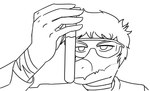 5_fingers anthro eyewear fingers glasses hair laboratory_equipment laboratory_glassware male safety_glasses scales scientific_instrument short_hair snout solo striped_body striped_scales stripes test_tube jacket_ignites cavemanon_studios goodbye_volcano_high snoot_game reed_(gvh) dinosaur dromaeosaurid prehistoric_species reptile scalie theropod velociraptor 2024 hi_res meme monochrome