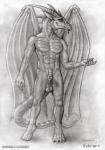 anthro beard erection eyewear facial_hair genitals glasses goatee male nude penis smile solo tail grrrwolf european_mythology mythology cyberhornthedragon dragon mythological_creature mythological_scalie scalie western_dragon