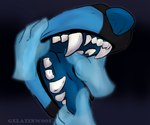 anthro disembodied_hand ghost_hand male mawplay mouth_play mouth_shot open_mouth oral solo tongue tongue_out gelatinwoof canid canine ghost mammal spirit 6:5