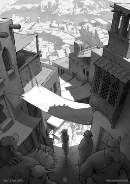 alley amazing_background ambiguous_gender anthro biped building city cityscape clothed clothed_anthro clothing detailed_background fully_clothed fully_clothed_anthro group holding_arm holding_object male partially_clothed_anthro standing topless topless_anthro topless_male walking mickey_the_retriever aardvark ambiguous_species felid lion mammal pantherine 2026 absurd_res detailed greyscale hi_res monochrome
