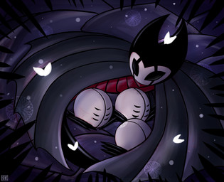 6_eyes ambiguous_gender eyes_closed group logo lying multi_eye on_side sleeping spread_wings wings netmors hollow_knight_(franchise) team_cherry arachnid arthropod spider weaver_(hollow_knight) 2020 absurd_res artist_logo comic end_page hi_res