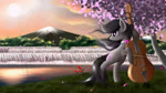 black_hair bow_(feature) bow_tie cutie_mark day detailed_background female feral fur grass grey_body grey_fur hair hooves landscape mountain musical_instrument nature nude outside plant purple_eyes quadruped sky smile solo standing duskie-06 equum_amici friendship_is_magic hasbro my_little_pony octavia_(mlp) earth_pony equid equine horse mammal pony 16:9 2017 animated hi_res no_sound short_playtime webm widescreen