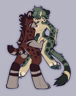 ambiguous_penetration anal anal_penetration animal_genitalia anthro anthro_on_anthro anthro_penetrated anthro_penetrating balls blush blush_lines bodily_fluids breath carrying_another carrying_partner chest_lick claws duo ears_back fur genital_fluids genitals green_body green_fur hair hair_over_eyes hands_under_legs licking long_tail looking_pleasured male male/male male_penetrated male_penetrating male_penetrating_male markings maroon_fur motion_lines pawpads paws penetration penile_spines penis pivoted_ears precum sex sheath short_tail spots spotted_markings standing standing_sex striped_markings striped_tail stripes stubble sweat sweatdrop tail tail_markings tan_body tan_fur tongue pitstopcheetah cheetah felid feline mammal absurd_res hi_res