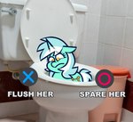 button_prompt female feral fur gameplay_mechanics green_body green_fur green_hair hair horn looking_down multicolored_hair photo_background quadruped real sad solo toilet two_tone_hair user_interface white_hair 32232232 friendship_is_magic hasbro my_little_pony mythology lyra_heartstrings_(mlp) equid equine mammal mythological_creature mythological_equine unicorn hi_res meme photography_(artwork)