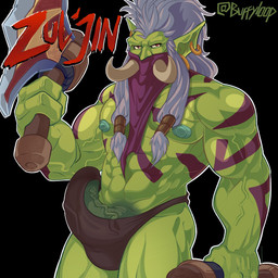 abs biceps clothing fangs genitals green_body male melee_weapon muscular muscular_humanoid muscular_male nipples not_furry pecs penis solo sword teeth thong underwear vein veiny_muscles veiny_penis weapon buffyloop blizzard_entertainment warcraft zul'jin_(warcraft) humanoid troll_(mythology) 1:1 hi_res