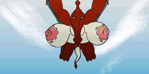 anthro areola big_breasts blotchy_areola breasts collision female flying genitals hanging_breasts membrane_(anatomy) membranous_wings nipple_dip nipples non-mammal_breasts non-mammal_nipples pained_expression pink_nipples sky skyscape solo tail tail_motion vulva wings lokidragon87 ptrisha_(lokidragon87) prehistoric_species pterosaur reptile scalie animated hi_res