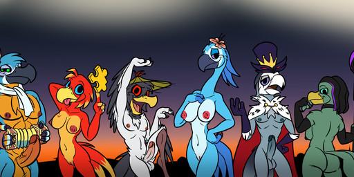 accordion anthro areola balls beak blue_body breasts butt cape casual_erection casual_nudity clothing cosplay costume erection eyewear eyewear_on_head feathers female fingers genitals group hand_behind_head hat hat_only headgear headgear_only headwear headwear_only holding_accordion holding_object holding_staff holding_tool holding_umbrella holding_wrench holidays humanoid_genitalia humanoid_penis looking_at_viewer looking_back male mostly_nude musical_instrument navel night nipples open_beak open_mouth outdoor_nudity pecs penis puzzle_piece rear_view scarf scarf_only smile staff standing sunglasses sunglasses_on_head tail tongue tongue_out tools top_hat umbrella vulva wrench bassybefuddle conditional_dnp banjo-kazooie blue_sky_studios breath_of_the_wild disney dreamworks halloween hellaverse helluva_boss kung_fu_panda nintendo rareware rio_(series) sega sonic_riders sonic_the_hedgehog_(series) the_legend_of_zelda windborn amara_(windborn) delma_(windborn) draya_(windborn) gael_(windborn) iggog_(windborn) jewel_(rio) jose_carioca kass_(tloz) kazooie magica_de_spell master_crane orlan_(windborn) primma_(windborn) rugyam_(windborn) stolas_(helluva_boss) wave_the_swallow anatid anseriform anserine avian bird swan absurd_res digital_media_(artwork) hi_res