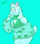 anthro clothed clothing eyewear femboy glasses green_eyewear green_glasses heart_accessory heart_pattern horn male off_shoulder pink_eyes pink_horn sleeveless_shirt smile solo white_body junkedart deltarune dressuptober undertale_(series) ralsei bovid caprine darkner goat mammal 2021 digital_drawing_(artwork) digital_media_(artwork) monochrome portrait three-quarter_portrait