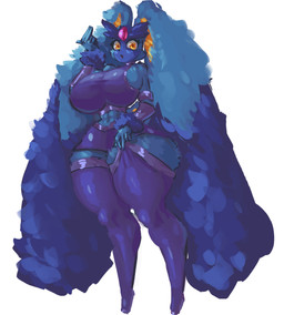 alternate_color alternate_costume anthro big_breasts breasts clothing cosplay female legwear looking_at_viewer solo stockings papsadachi dc_comics nintendo pokemon teen_titans azure_(psyke) starfire_(teen_titans) azelf generation_4_pokemon hybrid legendary_pokemon lopunny pokemon_(species) absurd_res hi_res