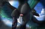 4_toes ambiguous_gender animal_genitalia anisodactyl avian_butt avian_feet beak binoculars black_body black_feathers butt claws cloaca cloud dialogue feathered_wings feathers feet feral genitals green_eyes male open_mouth outside simple_background sky soles solo talking_to_viewer talons text toe_claws toes white_body white_feathers wings fol avian bird corvid eurasian_magpie holarctic_magpie magpie_(corvid) oscine passerine 2024 digital_media_(artwork) english_text male_(lore)