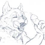 anthro bodily_fluids cum cum_on_face duo fellatio genital_fluids genitals humanoid_genitalia humanoid_penis male male/male one_eye_closed oral orgasm penile penis sex tongue tongue_out vidnix_(artist) canid canine canis mammal wolf 1:1 blue_and_white hi_res monochrome