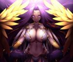 bra breasts clothed clothing fangs feathered_wings feathers female gloves_(marking) gold_scales hair long_hair looking_at_viewer markings navel purple_hair scales smile solo teeth underwear wings yellow_body yellow_feathers fi-san european_mythology fate_(series) greek_mythology mythology type-moon avenger_gorgon medusa_(fate) animal_humanoid gorgon humanoid reptile reptile_humanoid scalie scalie_humanoid snake