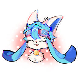 bell bell_collar black_nose blue_body blue_fur collar eyes_closed eyewear eyewear_on_head female feral fur goggles goggles_on_head open_mouth red_background simple_background solo tongue white_background white_body white_fur basilbxun nintendo pokemon cel_(glaceon) canid canine eeveelution generation_4_pokemon glaceon mammal pokemon_(species) 1:1 headshot_portrait hi_res portrait