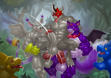 accessory anal_orgasm anthro anthro_on_anthro anthro_penetrated anthro_penetrating anthro_penetrating_anthro balls barazoku big_muscles black_markings blue_body bodily_fluids bow_tie claws clothing cum cum_on_face cum_while_penetrated cumshot drooling ejaculation excessive_cum excessive_genital_fluids feathered_wings feathers fox_tail fur furgonomics genital_fluids genitals gloves gold_(metal) gold_jewelry gold_tail_ring hands-free handwear humanoid_genitalia humanoid_penis jewelry looking_pleasured male male/male male_anthro male_penetrated male_penetrating male_penetrating_male markings membrane_(anatomy) membranous_wings muscular muscular_male nude nude_anthro nude_male orgasm penetration penile penile_penetration penis purple_body purple_fur ring saliva scales sex stripes tail tail_accessory tail_jewelry tail_ring tongue tongue_out white_body white_fur white_scales wings kittikary bandai_namco digimon mythology angelgatomon_(angelgato) foxy_the_dorumon shiromon_(character) shiromon_(flamedramon) digimon_(species) domestic_cat dorumon dragon felid feline felis flamedramon furred_dragon furred_scalie gatomon mammal mythological_creature mythological_scalie scalie x-digimon absurd_res hi_res