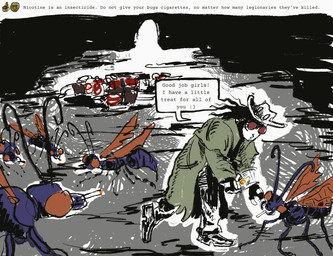 ambiguous_gender antennae_(anatomy) caesars_legion cigarette clothed clothing compound_eyes corpse cowboy_hat duster_coat eyewear feral fingerless_gloves fully_clothed gloves group handwear hat headgear headwear insect_legs insect_wings lighter military_uniform new_vegas not_furry outside pincers pip-boy speech_bubble standing sunglasses text uniform wearing_gloves wearing_hat wearing_sunglasses wings 4dr3n4lin3 fallout microsoft lady_cazador_(4dr3n4lin3) the_courier_(fallout) arthropod cazador_(fallout) human insect mammal english_description english_text sketch female_(lore)