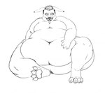 2012 4_toes 5_fingers anthro balls balls_expansion belly belly_expansion big_balls big_belly big_butt black_nose blep butt claws expansion feet fingers genital_expansion genitals hair hand_on_belly hand_on_butt huge_balls huge_butt hyper hyper_balls hyper_genitalia kangaroo leaning leaning_backward line_art long_ears looking_down looking_down_at_self macropod male mammal marsupial midsummernightsdream monochrome moobs navel obese obese_anthro obese_male overweight overweight_anthro overweight_male pawpads sitting solo thick_thighs toes tongue tongue_out weight_gain