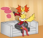 2019 afc age_difference anthro bodily_fluids breasts colored cum cum_inside daphne_(afc) delphox detailed_background dialogue duo english_text female female_on_top generation_5_pokemon generation_6_pokemon genital_fluids hi_res holding_waist inside male male/female markings mature_female mienfoo mole_(marking) mother-in-law nintendo on_top penetration pokemon pokemon_(species) sex text vaginal vaginal_penetration