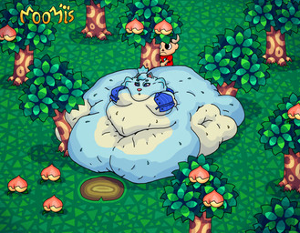 anthro belly big_belly big_butt bodily_fluids butt chibi clothed clothing day dress duo female feral food forest fruit grass huge_belly huge_butt hyper hyper_belly hyper_butt immobile morbidly_obese morbidly_obese_female obese obese_anthro obese_female overweight overweight_anthro overweight_female peach_(fruit) plant sweat tree weight_gain moomis animal_crossing nintendo villager_(animal_crossing) whitney_(animal_crossing) canid canine canis humanoid mammal wolf absurd_res hi_res sequence